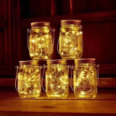 Cover Copper Wire LED Mason Jar Solar Power Light for Home Decor