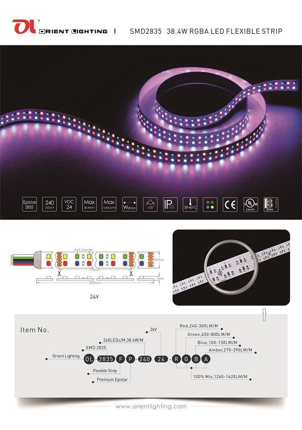 Multicolor RGBA Waterproof Flexible LED Strip Light