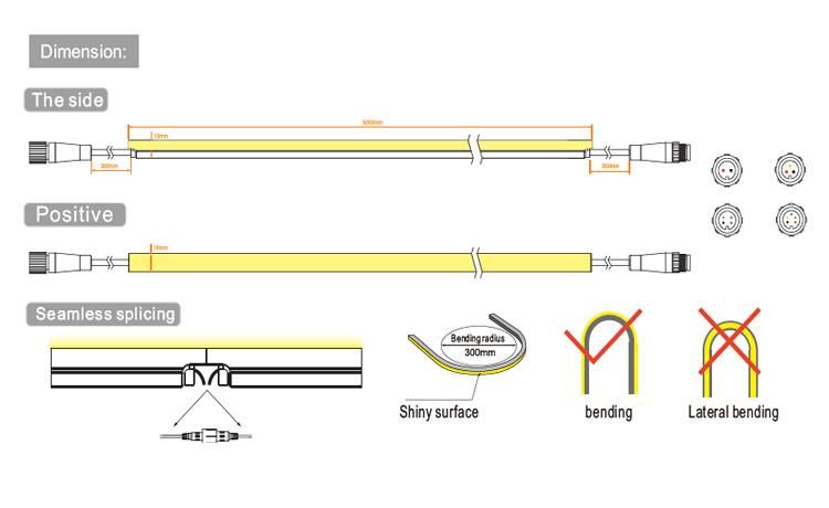 Top View LED Neon Strip SMD3014 Full PU Glue Encapsulation IP67 LED Neon Flex for Underwater Use