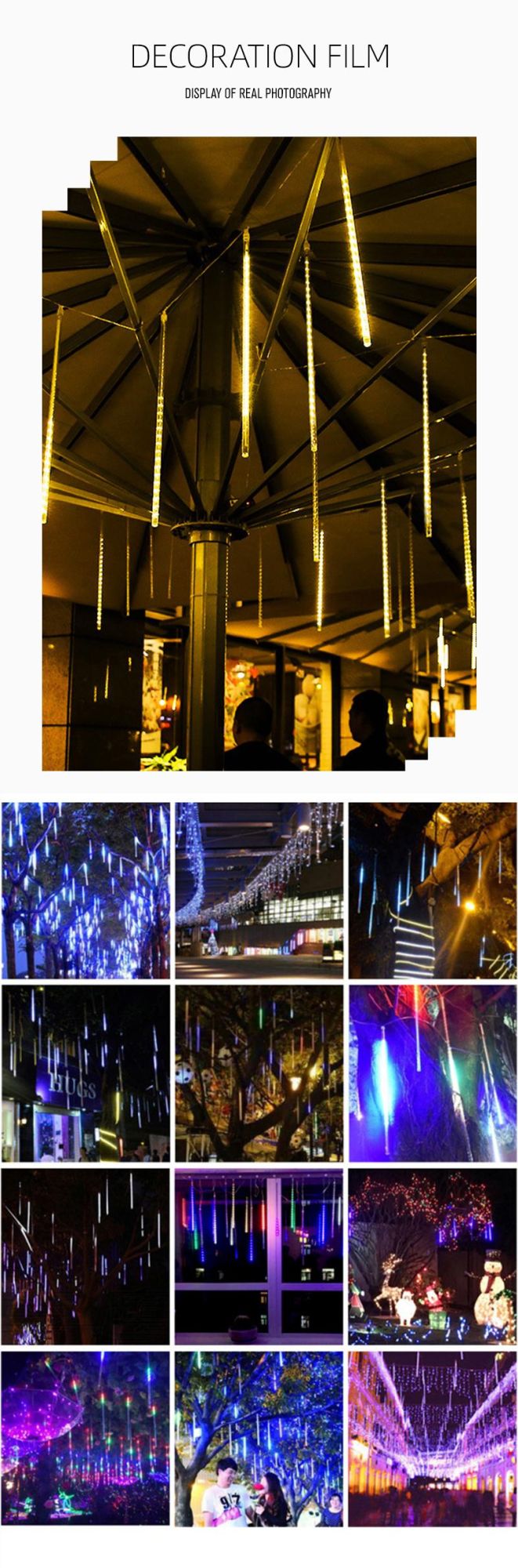 Amazon Hot Sale Outdoor Holiday Snowfall LED Meteor Rain Tube Lights for Street Decoration