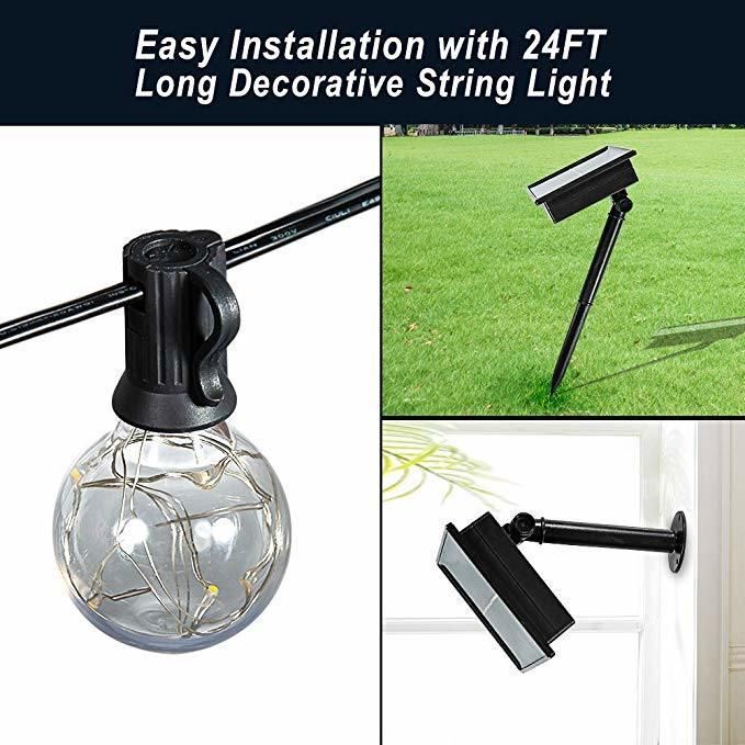 Solar LED Light String G40 IP65 Bulb String for Cafe Gazebo