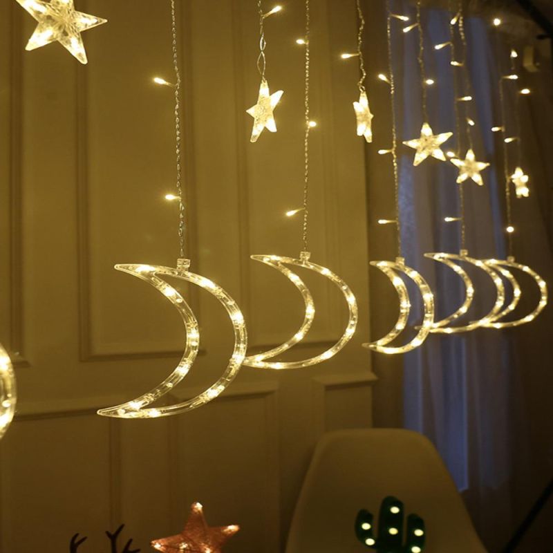 Moon Star Lamp LED Curtain String Ins Neon Lantern Christmas Light