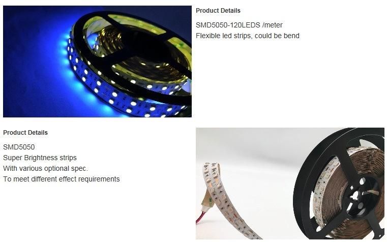 High Brightness 28.8W/M Double Row 5050SMD Flexible LED Strip Light