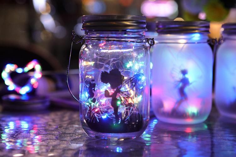 LED Solar Garden Decorative Lights Frosted Elf Jar Mason Jar Lights Fairy Lights