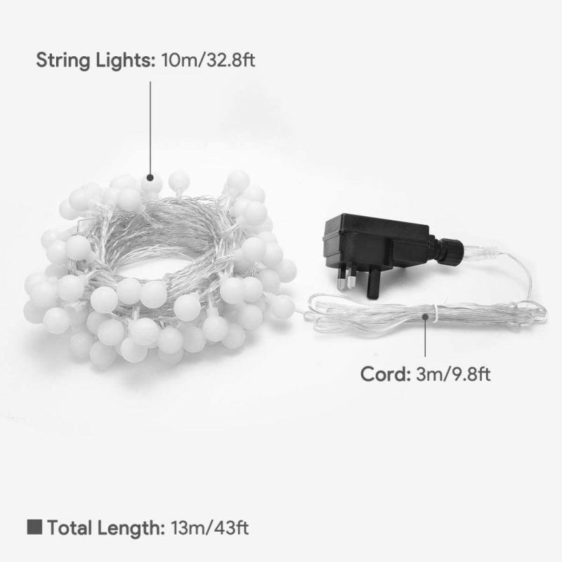 LED Globe String Lights Plug in with Remote Control Timer 8 Lighting Modes Decorative Lighting for Home/Wedding/Christmas