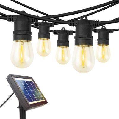 48FT Solar String Lights Outdoor - Shatterproof Vintage Edison Bulbs LED String Lights Solar Patio Lights for Backyard Patio