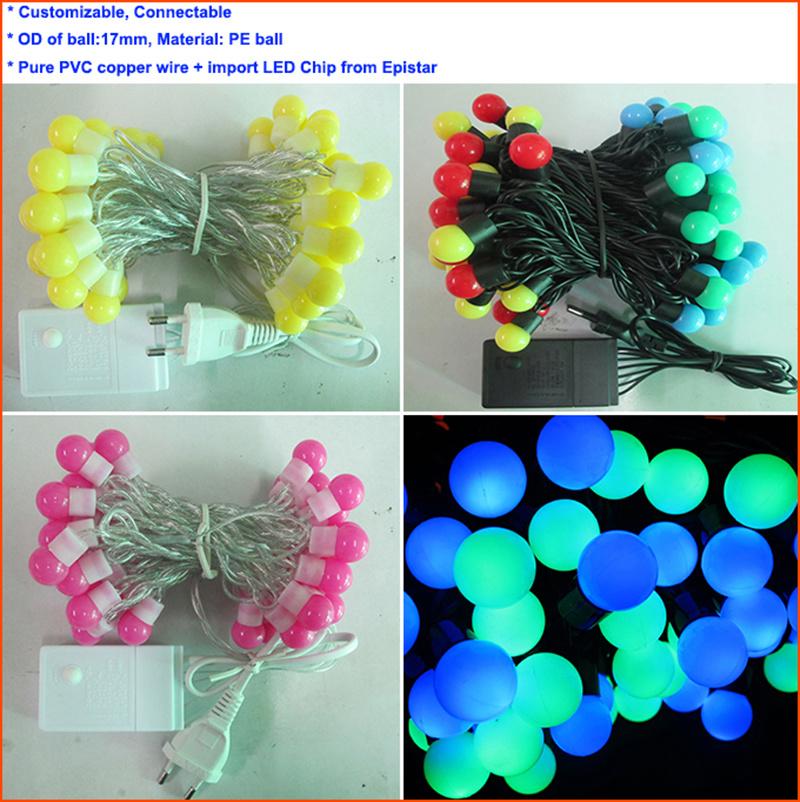 Ramadan Christmas Waterproof 10m Plug in 10 in 1 Strings LED String Globe Lights PE Ball Light