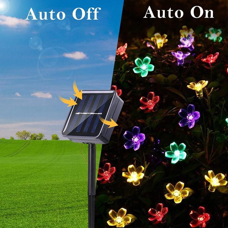 Solar Waterproof Flower Solar Lamp Power LED String Fairy Lights Garden Christmas for Outdoor Wedding Festivals Holiday Outdoor Party Solar Power LED Light