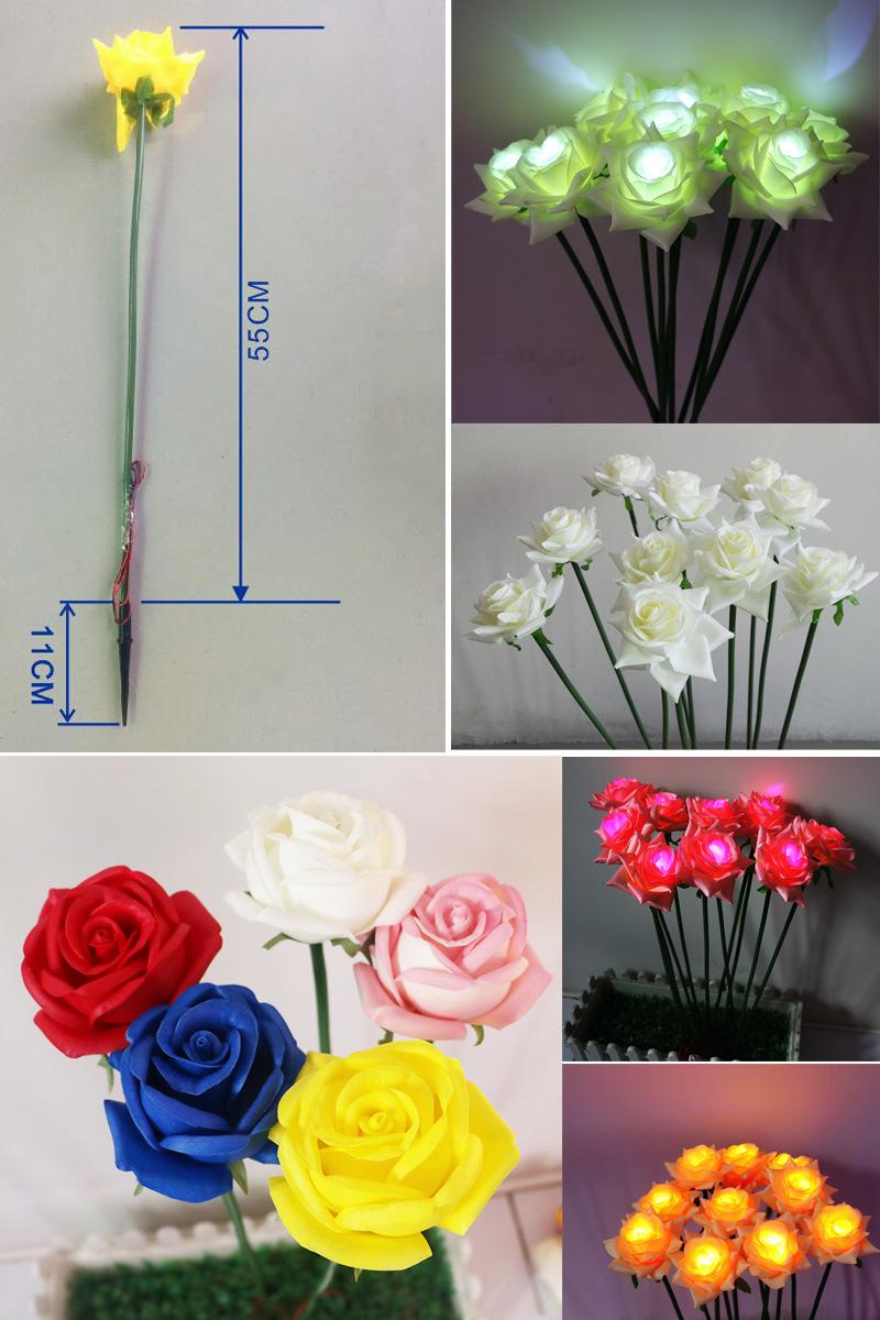 Artificial Plastic Fabric LED Light Rose Flowers for Home Decoration