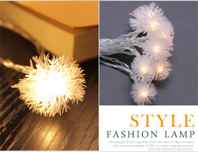 Dandelion Thorn Ball Christmas Ornament Feather Ball Winter Ornament LED Feather Ball Color Light Battery Lamp USB Lamp String