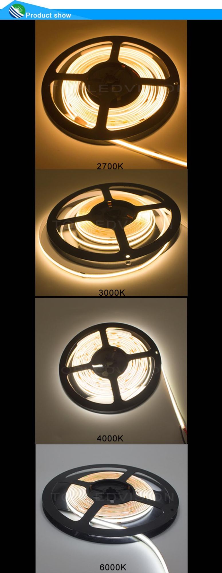 Flexible COB LED Strip Light with 512LEDs/M with Ce RoHS