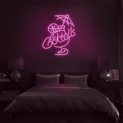 Drop Shipping Acrylic Board Advertising 12V Flexible Strip Wall Custom LED Cocktails Neon Signs