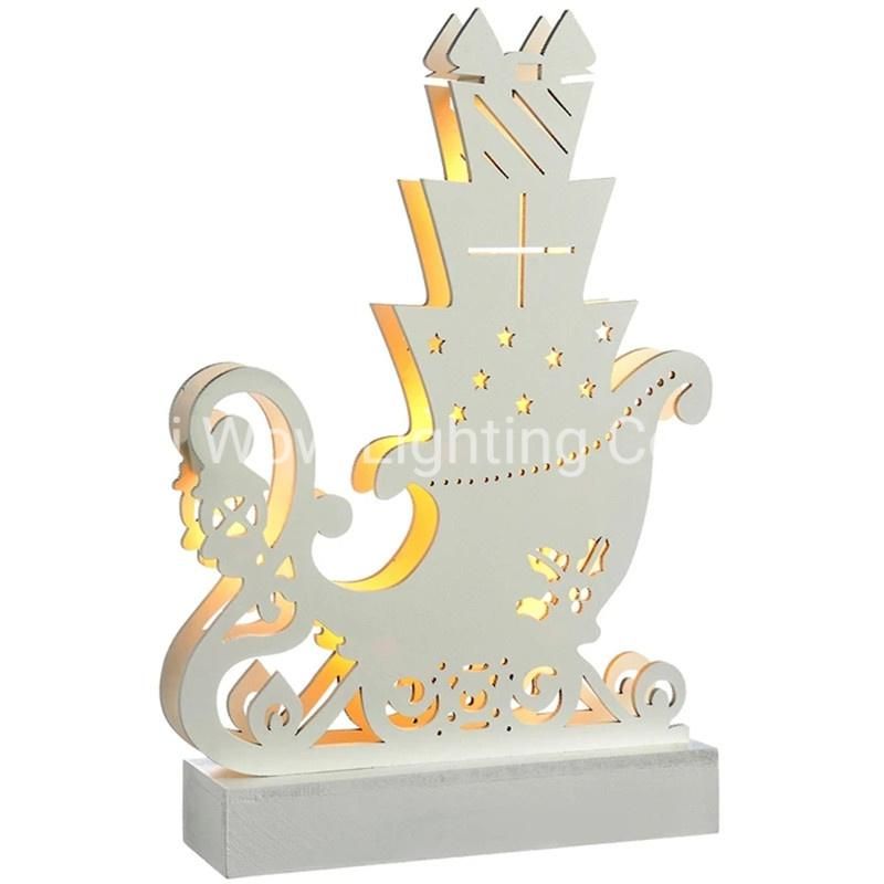 Sleigh Table Christmas Decoration Wood 25 Cm - White