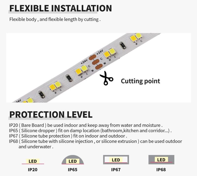 Top Quality High Lumen SMD2835 LED Lights Adjustable CCT LED Strip