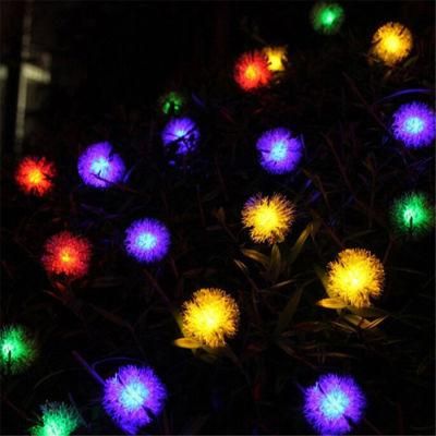 Solar Powered String Lights Chinese Supplier Waxberry Flower Round Solar Lamp RGB LED