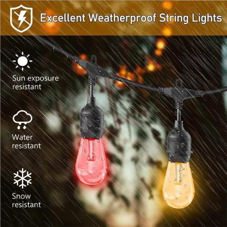 Outdoor Waterproof Flexible LED String Light with Hanging Sockets Decorations Lamp