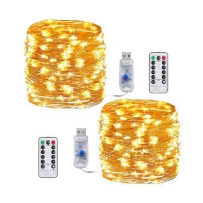 Warm White USB 10meter 100 LEDs Micro Copper Wire with Remote