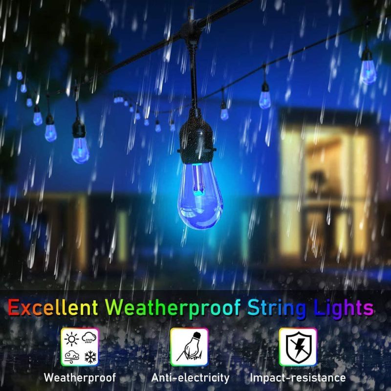 Outdoor Waterproof Flexible LED String Light with Hanging Sockets Decorations Lamp