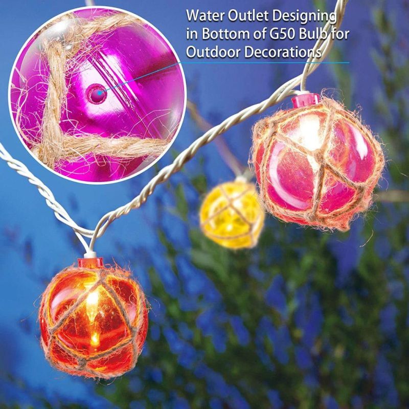 Nautical Fishing Float Patio String Lights, Beach Themed Buoy Multicolor Ball String Lights