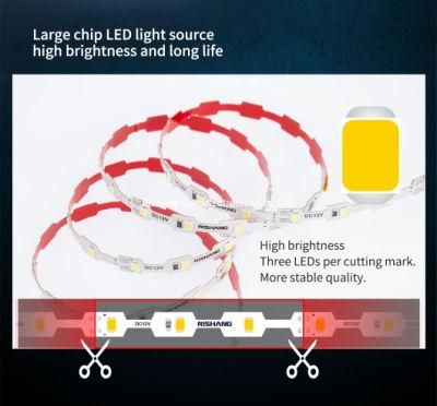 2 Years Warranty DC12V Double Sided 6.8mm PCB High Brightness 7W 100meters/Roll SMD2835 LED Strip