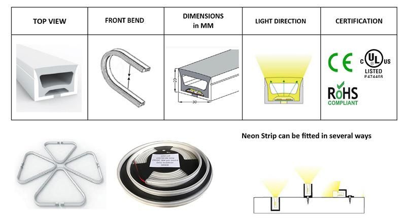 IP67 LED Neon Flex Strip Flat 30*20mm LED Neon Light