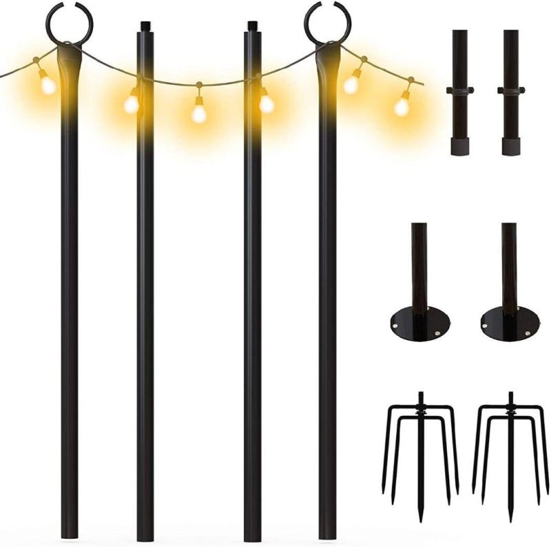 String Light Poles Stainless Steel Light Pole for Patio Lights Christmas Light Pole Garden Wedding Cafe Patio Party Backyard Terrace Decora