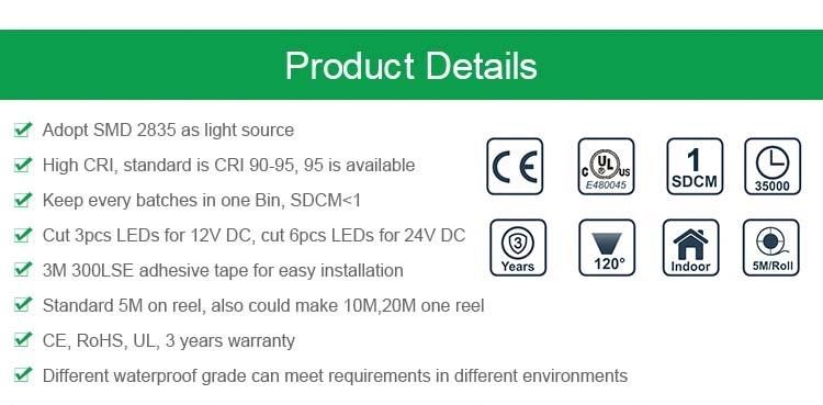 8mm SMD2835 LED LED Strip Light with 3-Year-Warranty