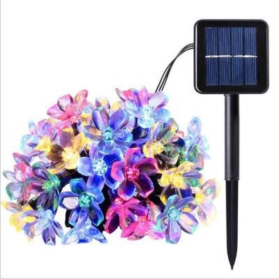 LED Solar Peach Blossom Light String 50 LED Outdoor Waterproof Christmas Decoration Lights