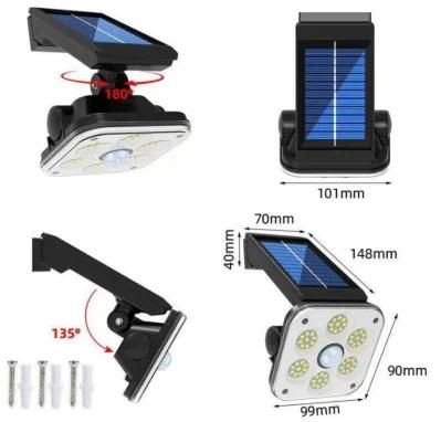 Outdoor Waterproof Adjustable Portable Head Security Solar Motion Sensor Light for Wall Door Garage