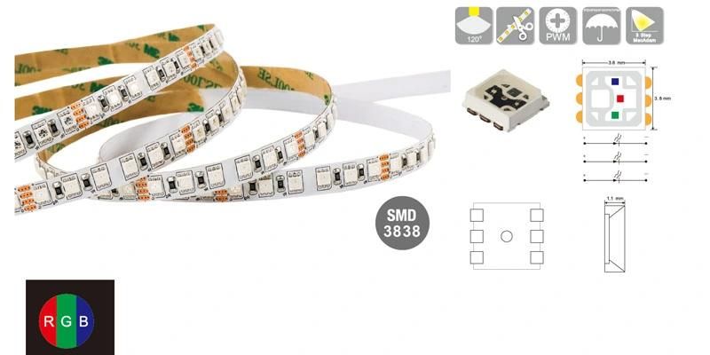 DC12V/24V 120LED Per Meter SMD3838 Flexible RGB Digital Programmable Flexible LED Strip