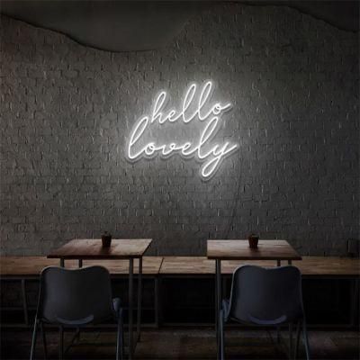 Best Selling Wall Mounted Romantic Silicone LED Wedding Home Decoration Hello Lovely Acrylic Custom Neon Sign Letters