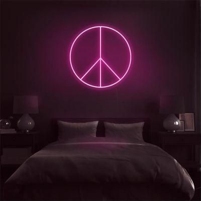 Drop Shipping Custom Made 12V Wall Mounted LED Neon Light Peace Sign Peace Symbol Neon Sign