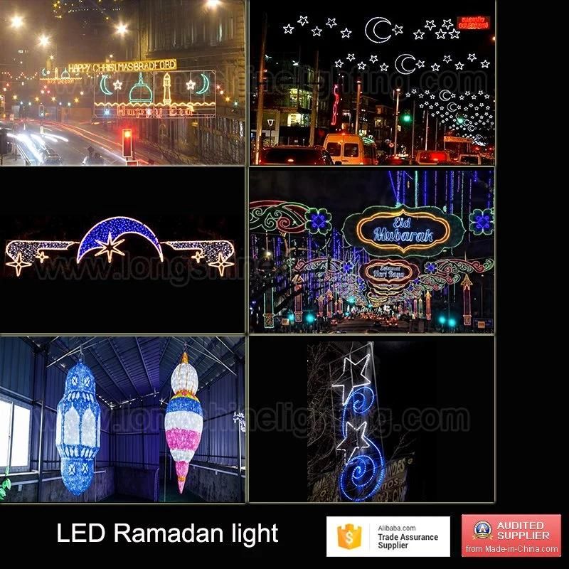 Outdoor LED Star Moon Light Ramadan Pole Street Light Decoration