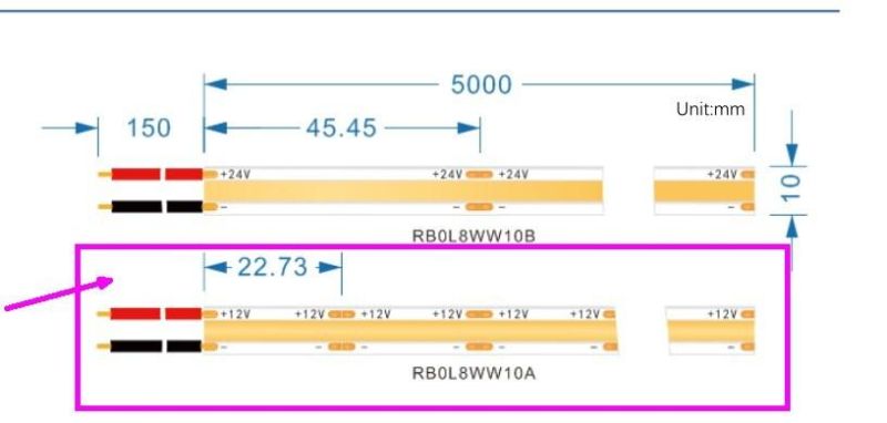 10mm Width DC12V LED Flexible COB Strip