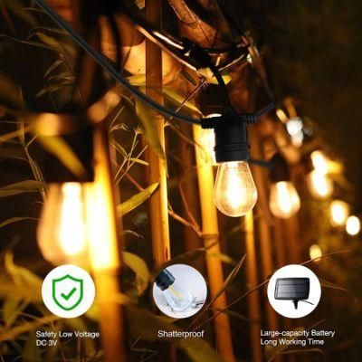 27FT Solar String Lights Outdoor, Commercial Grade LED Solar Cafe Patio Lights