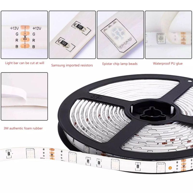 Wholesale Outdoor IP20 IP65 Flexible Color Changing Full Kit 12V 5m 5050 150LEDs RGB LED Strip Light with Remoter 24key Waterproof Neon Flex Luces LED Strip