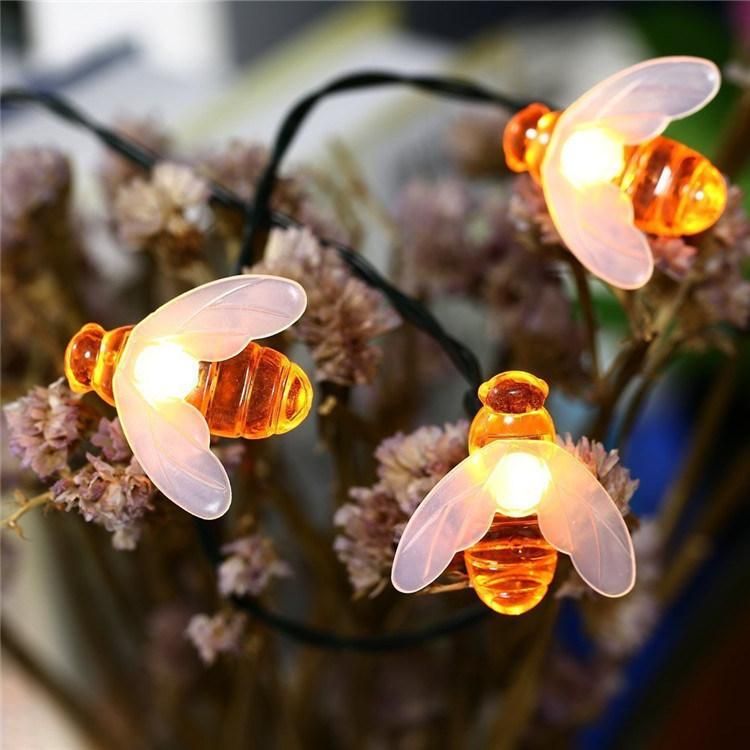 Solar Bee String Lights, LED Waterproof Solar Honeybee Fairy Lights