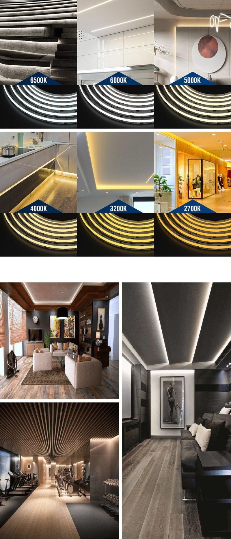 Manufacturer CCT Dual Color 2700K+6500K 24V Tape COB LED Strip Light