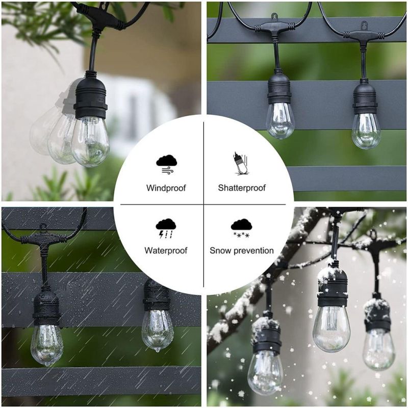 Outdoor Waterproof Flexible LED String Light with Hanging Sockets Decorations Lamp