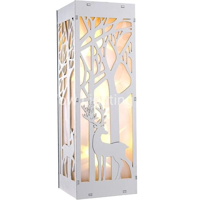 Christmas Lantern with Reindeer Scene - White