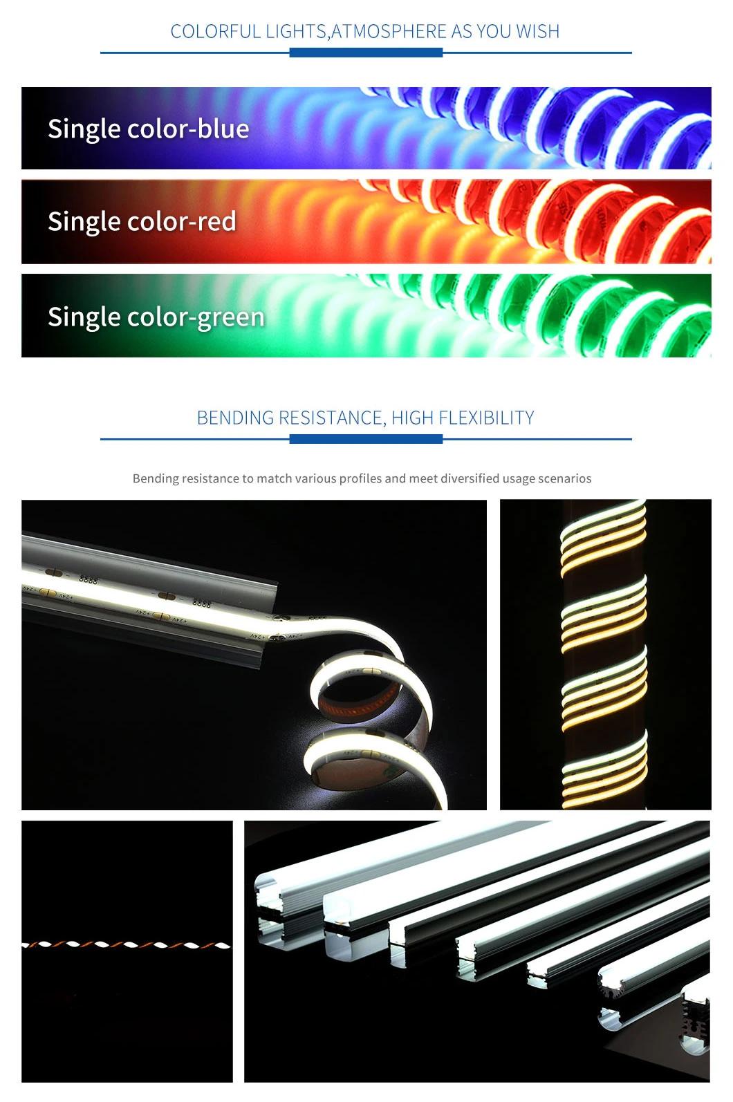 COB LED Strip Ligthing DC 12V 24V 5m 8mm 10mm Logo Print Available 3000K 4000K 6000K Linear COB LED Strip