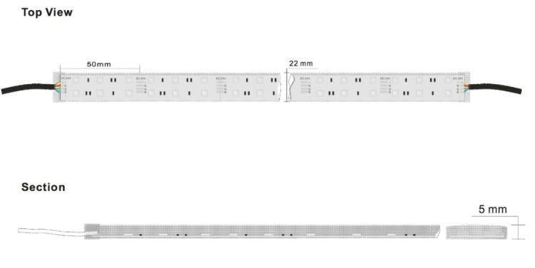 High Brightness 14.4W 5050 120LED Double Row RGB LED Flexible Strip