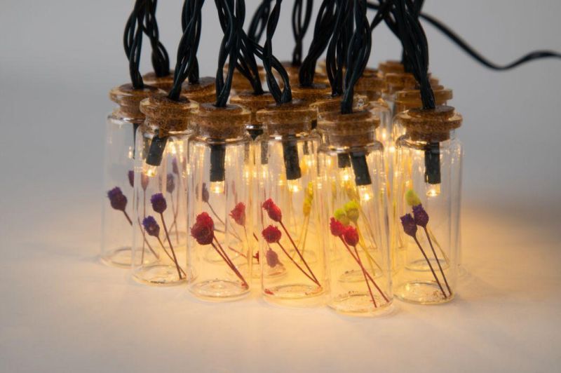 LED Solar Lamp Glass Bottle Flower Fairy Lights Outdoor Waterproof Garden Tree Decoration String Lights