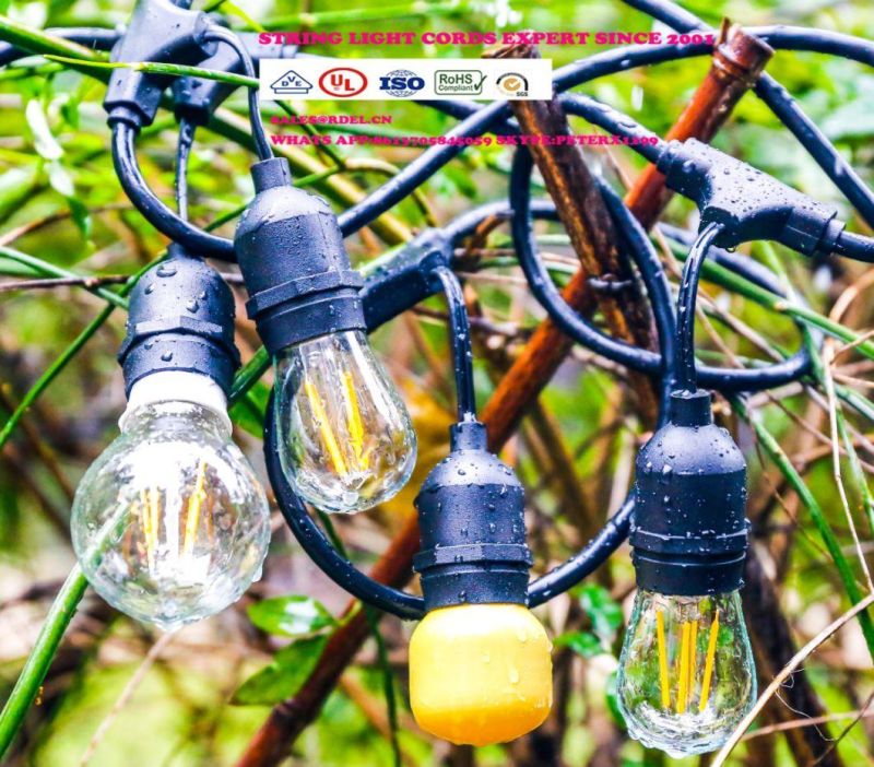 Outdoor Weatherproof Commercial Grade LED String Light with Hanging Sockets Bulbs S14 S60