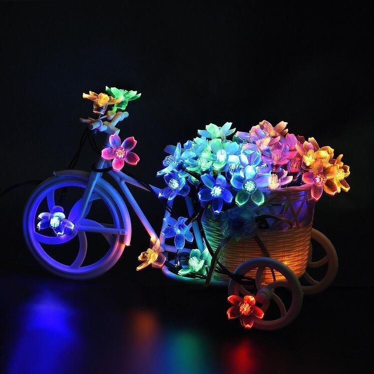 Solar Waterproof Flower Solar Lamp Power LED String Fairy Lights Garden Christmas for Outdoor Wedding Festivals Holiday Outdoor Party Solar Power LED Light