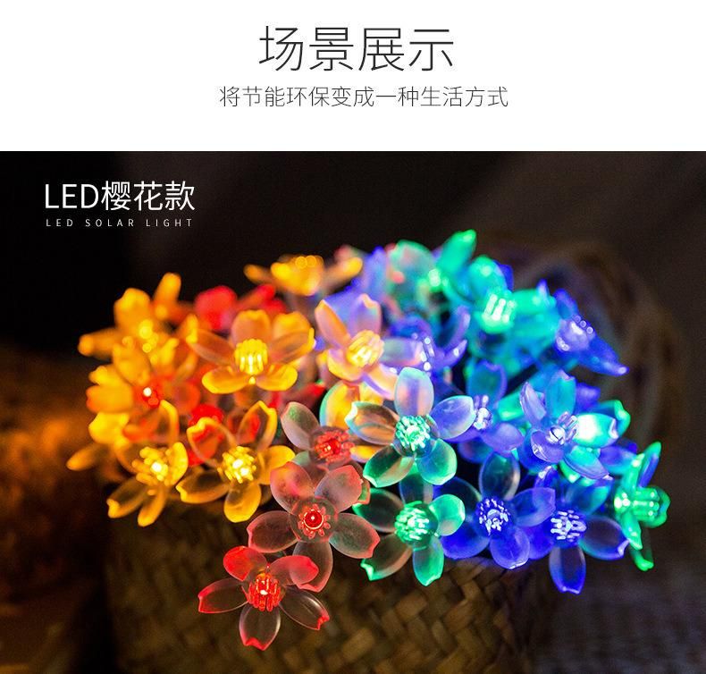 LED Solar Peach Blossom Light String 50 LED Outdoor Waterproof Christmas Decoration Lights