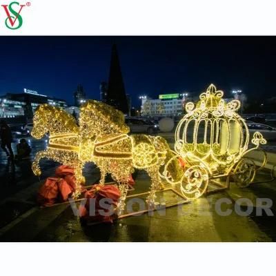 Holiday Christmas Decoration Carriage Horse Light for Outdoor Commercial Use