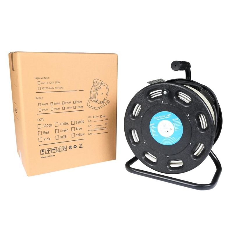 220V/230V Black PCB 800lm/M 5050-60 Portable Reel LED Strip, Construction Site Light