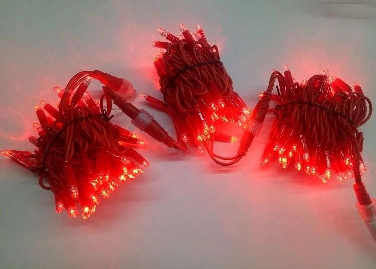 12m Red Rubber Cable Holiday Decoration LED Christmas Light