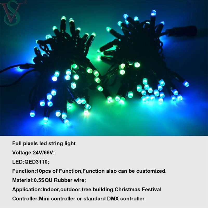 LED Rubber RGB String Decoration Light for Christmas Use